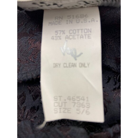 Vintage 90s All That Jazz Black Coat Dress Size 5/6 Floral Satin Brocade - Picture 4 of 6